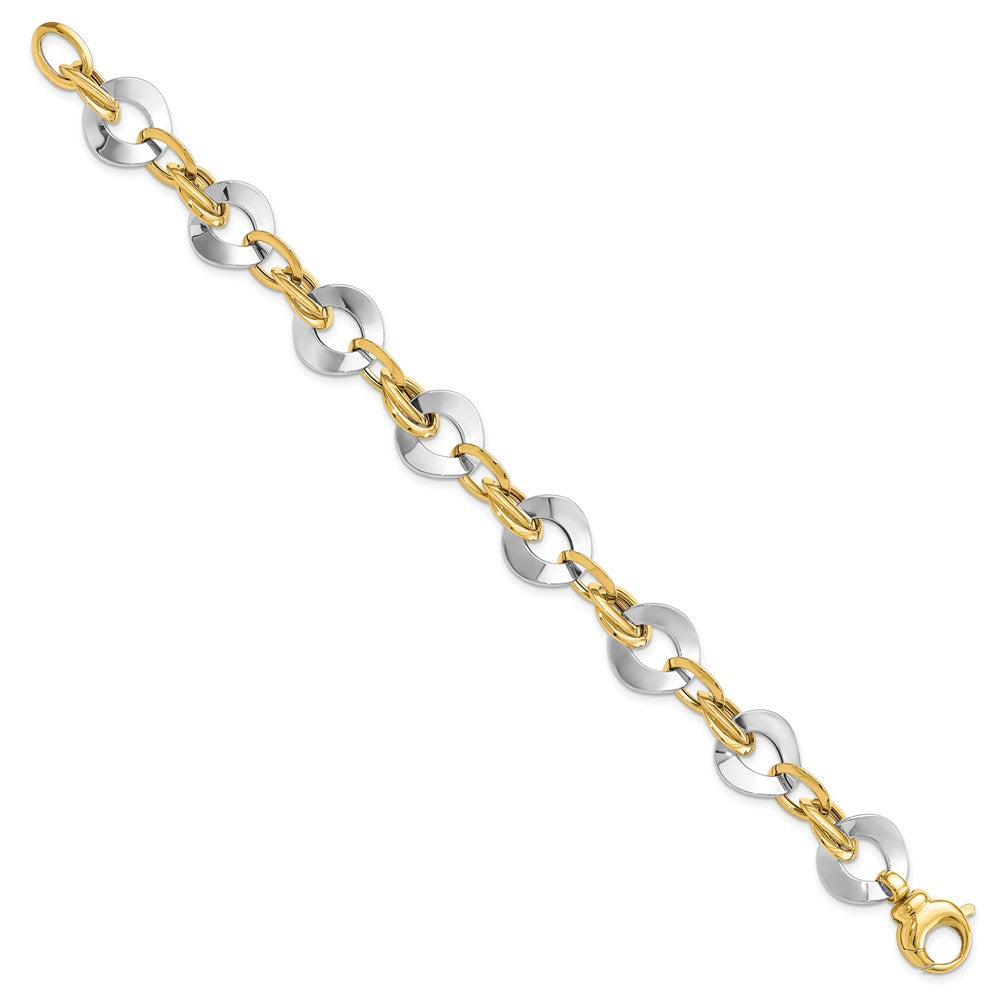 8 Zoll 14K Bicolor Poliert Fantasieglieder Armband