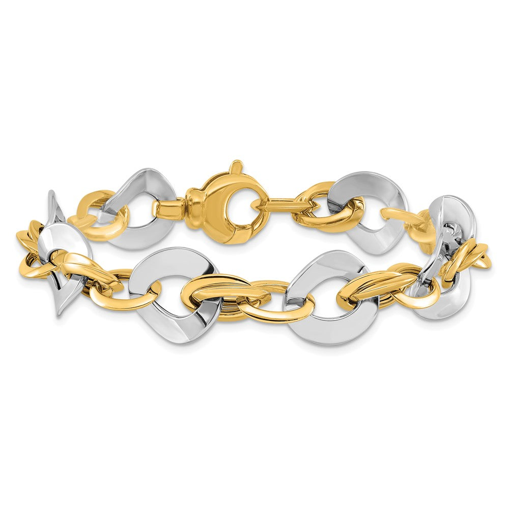 8 Zoll 14K Bicolor Poliert Fantasieglieder Armband