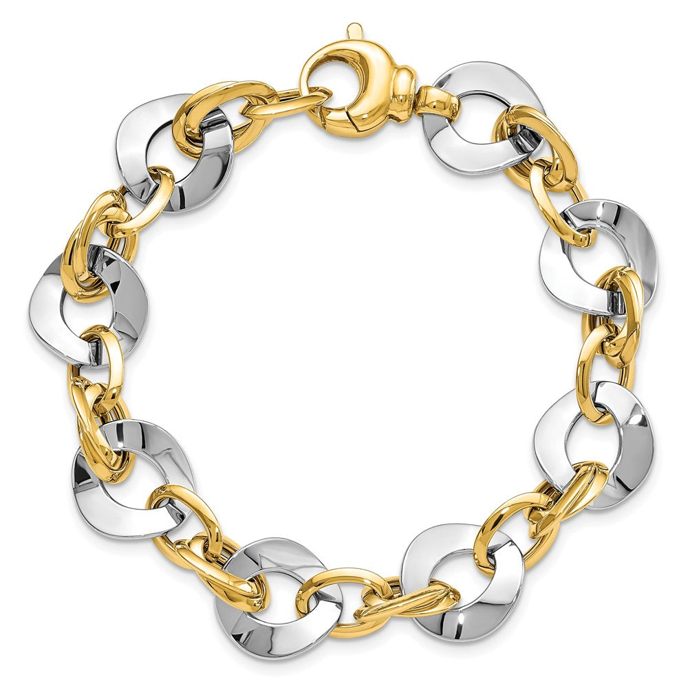 8 Zoll 14K Bicolor Poliert Fantasieglieder Armband