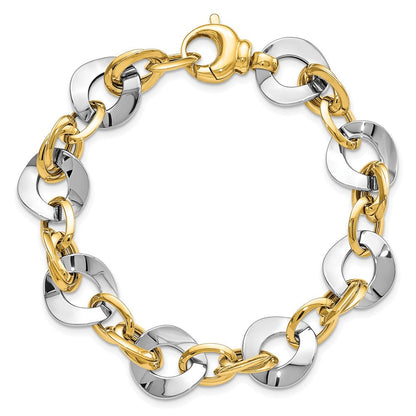 8 Zoll 14K Bicolor Poliert Fantasieglieder Armband
