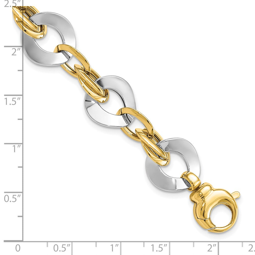 8 Zoll 14K Bicolor Poliert Fantasieglieder Armband