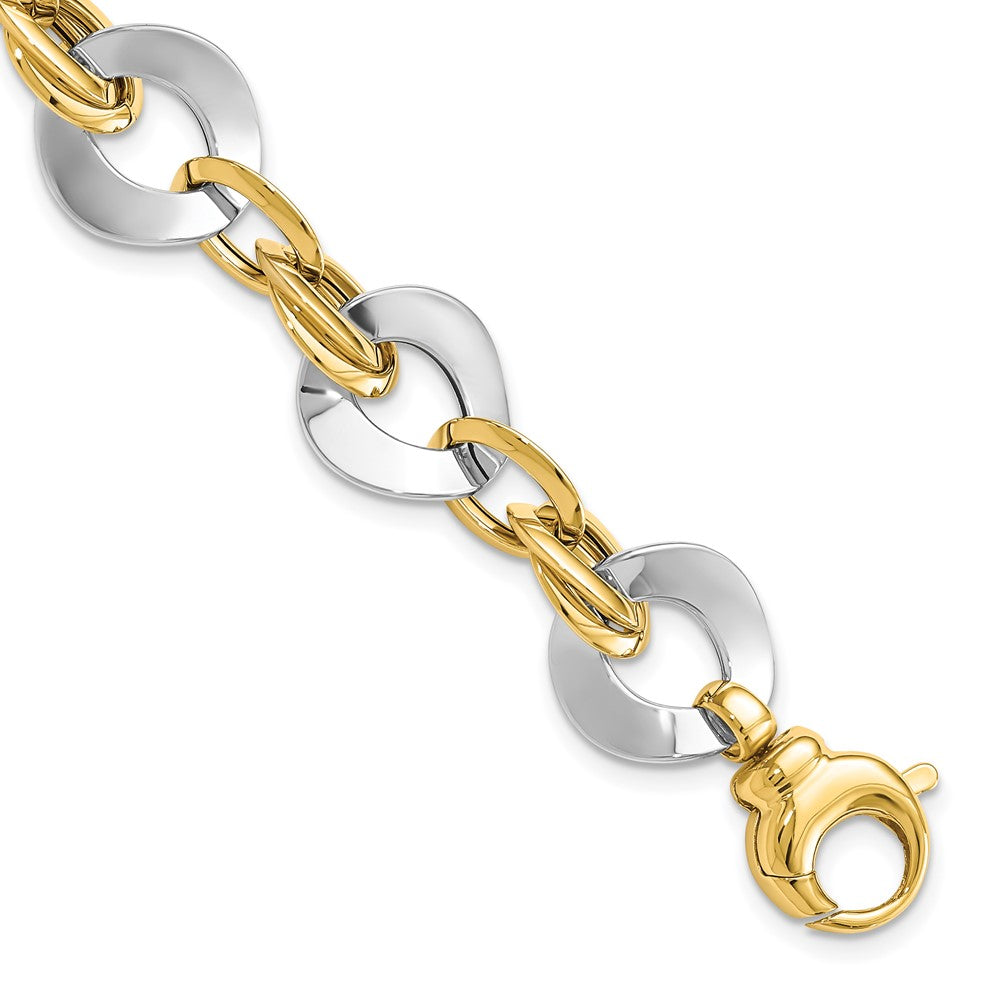 8 Zoll 14K Bicolor Poliert Fantasieglieder Armband