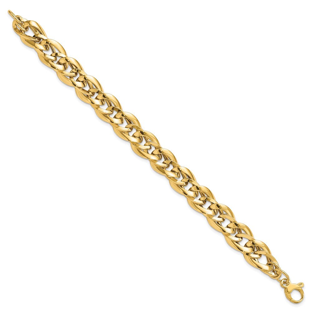 14K Gelbgold Poliert Fantasieglieder 7.5 Zoll Armband