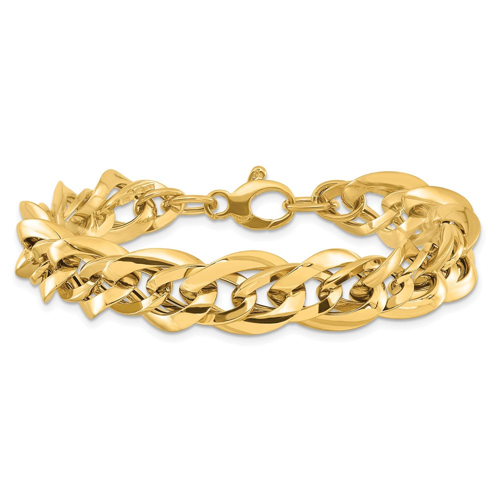 14K Gelbgold Poliert Fantasieglieder 7.5 Zoll Armband