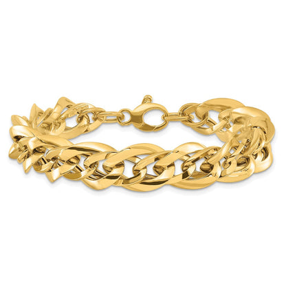 14K Gelbgold Poliert Fantasieglieder 7.5 Zoll Armband