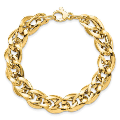 14K Gelbgold Poliert Fantasieglieder 7.5 Zoll Armband