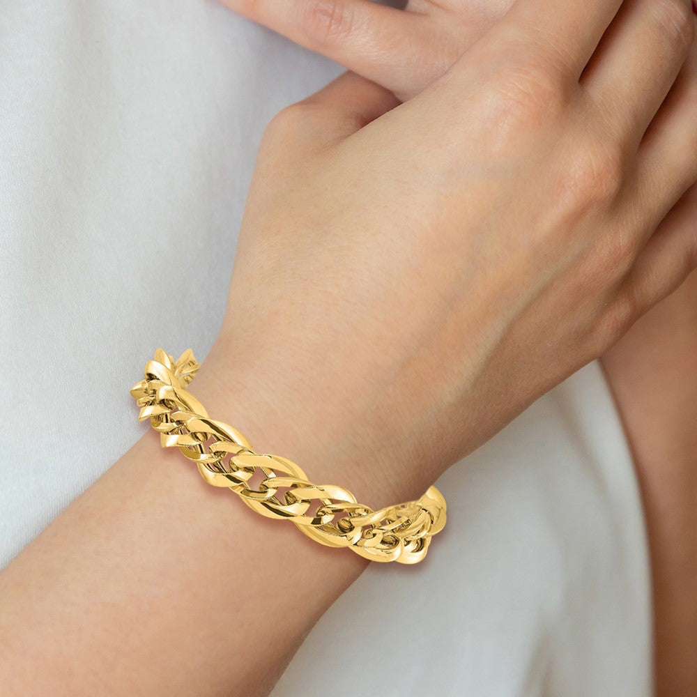 14K Gelbgold Poliert Fantasieglieder 7.5 Zoll Armband