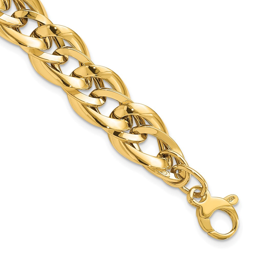 14K Gelbgold Poliert Fantasieglieder 7.5 Zoll Armband