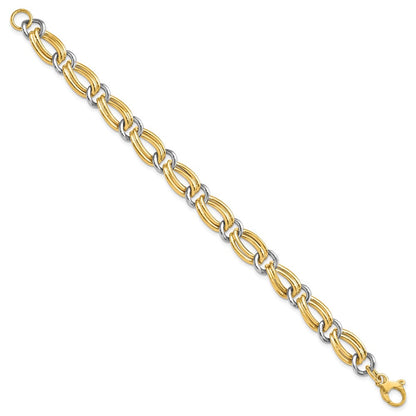 7.5 Zoll 14K Bicolor Poliert Armband