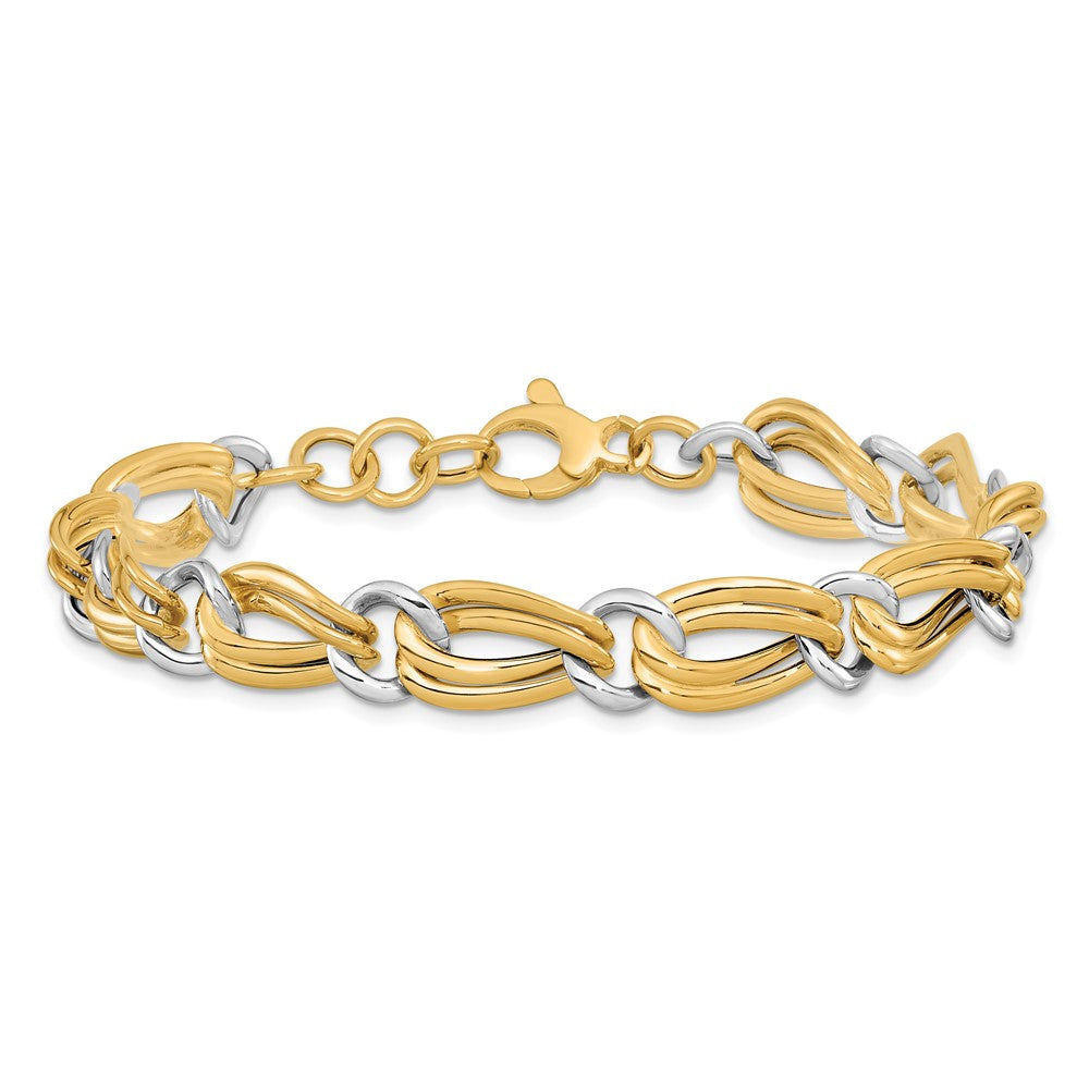 7.5 Zoll 14K Bicolor Poliert Armband