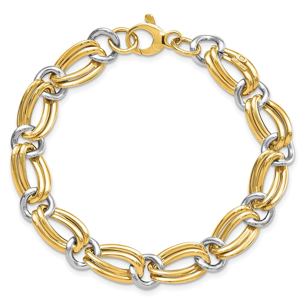 7.5 Zoll 14K Bicolor Poliert Armband