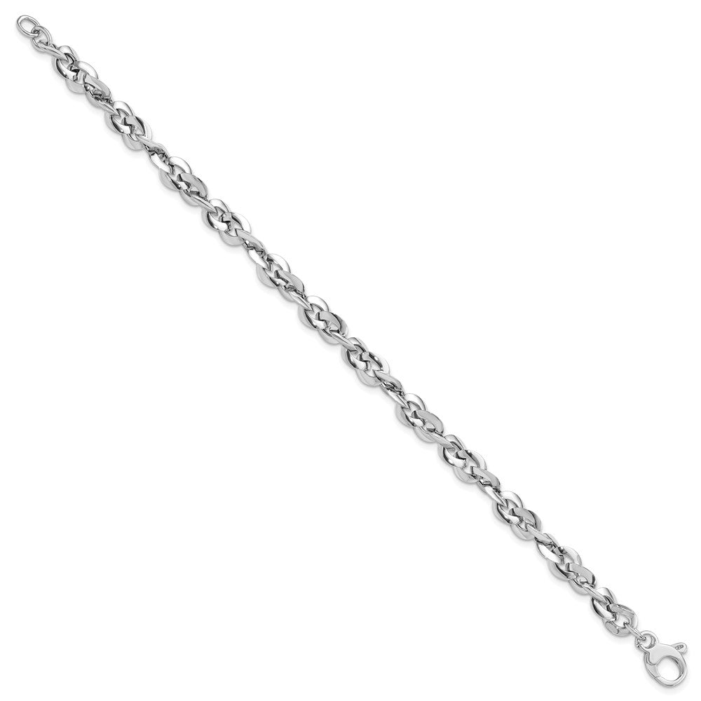 7.5 Zoll 14K Weißgold Poliert Armband