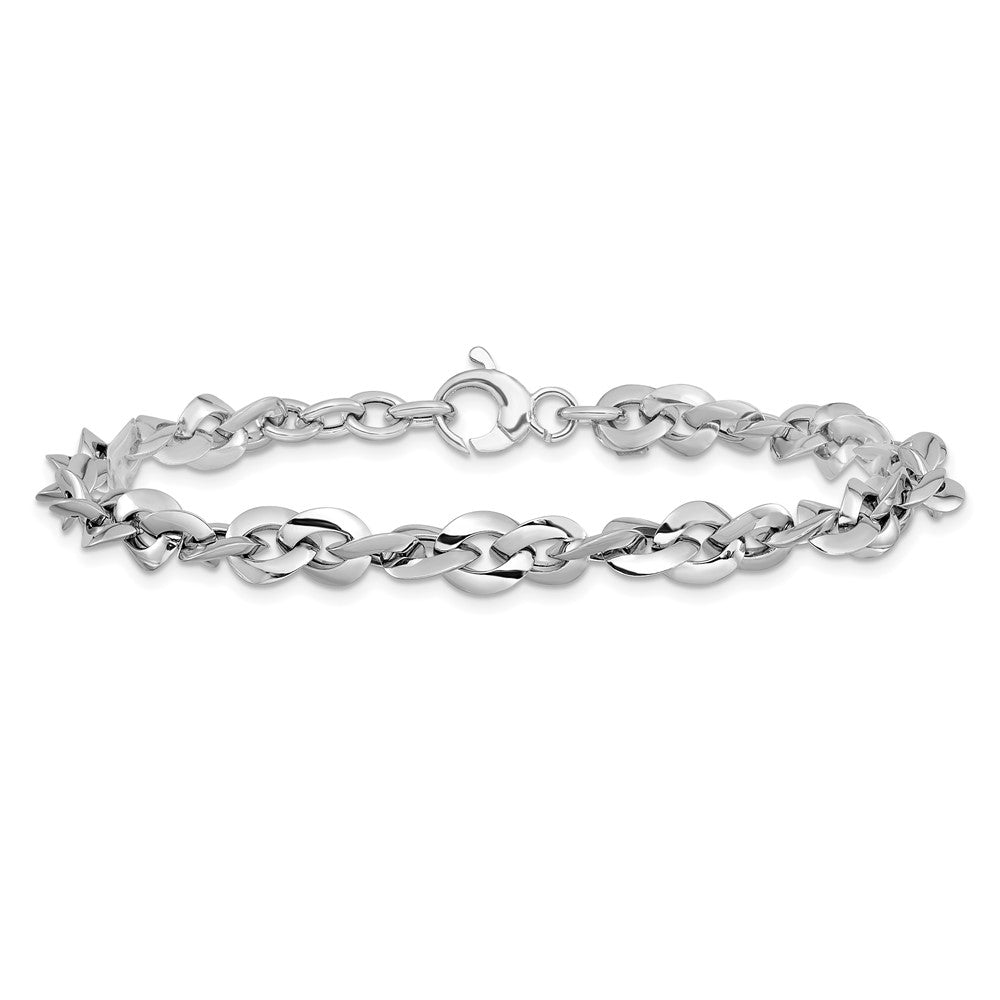7.5 Zoll 14K Weißgold Poliert Armband