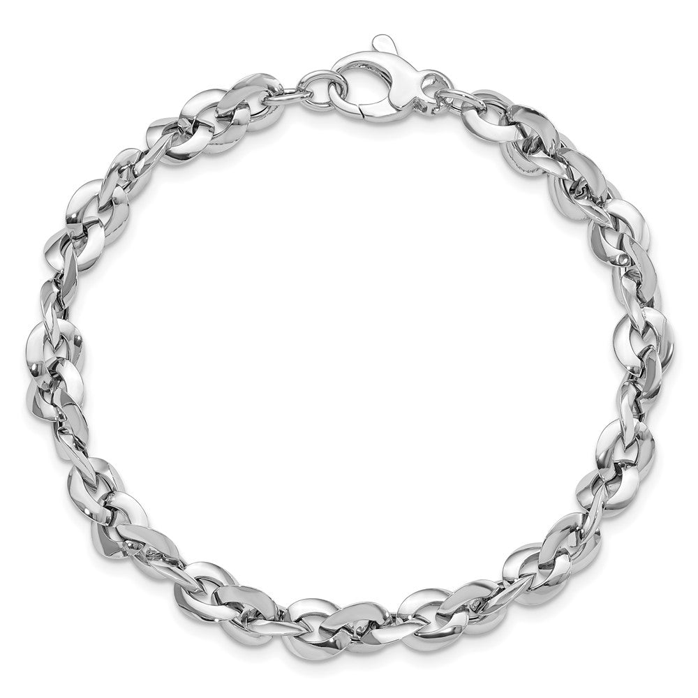 7.5 Zoll 14K Weißgold Poliert Armband