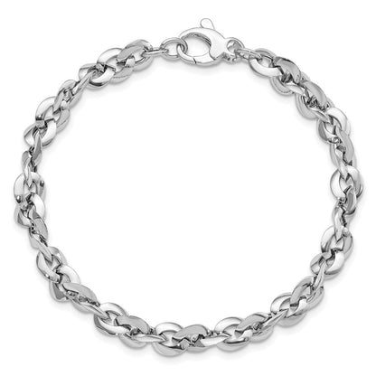 7.5 Zoll 14K Weißgold Poliert Armband