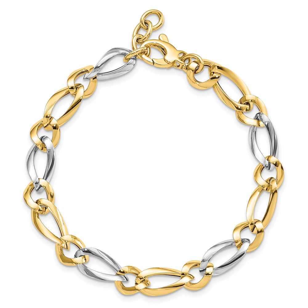 7.25 Zoll 14K Bicolor Poliert Armband