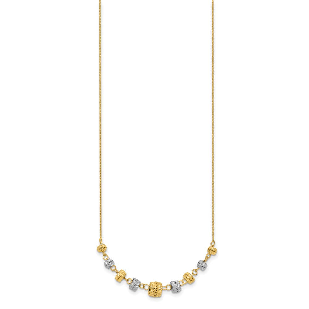 14K Bicolor Diamantiert Poliert Abgestuft Barrels Halskette
