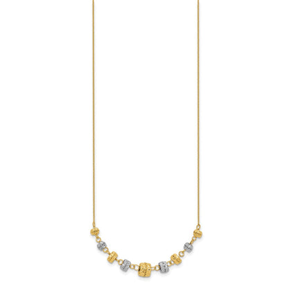 14K Bicolor Diamantiert Poliert Abgestuft Barrels Halskette