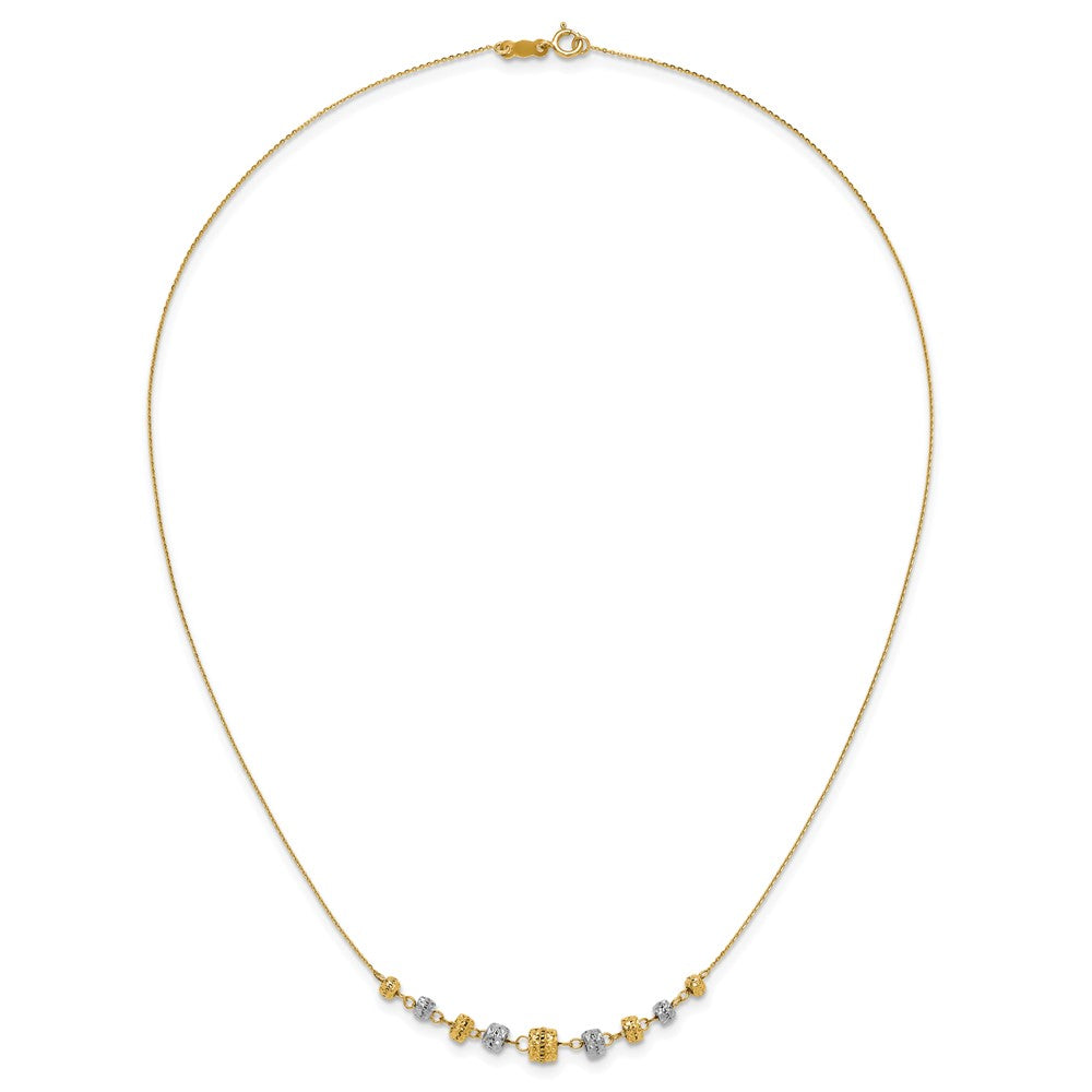 14K Bicolor Diamantiert Poliert Abgestuft Barrels Halskette