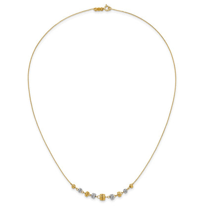14K Bicolor Diamantiert Poliert Abgestuft Barrels Halskette