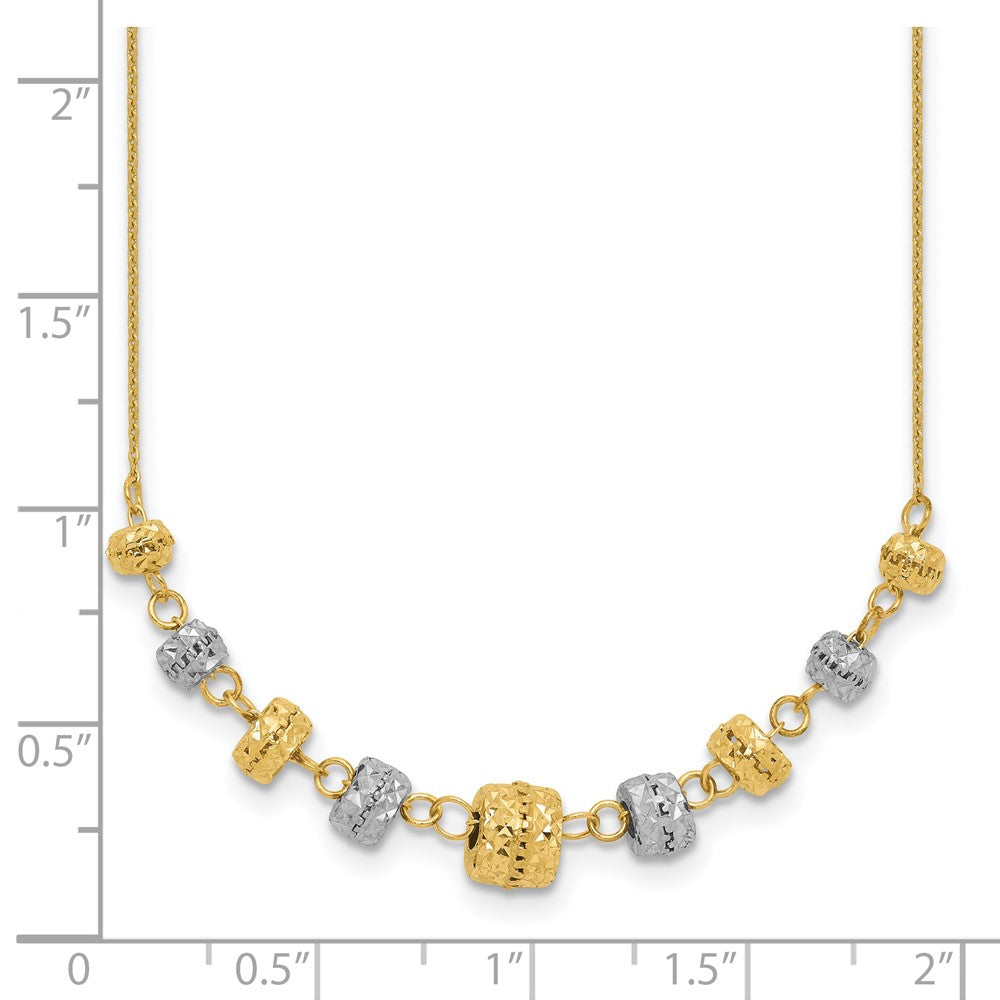 14K Bicolor Diamantiert Poliert Abgestuft Barrels Halskette
