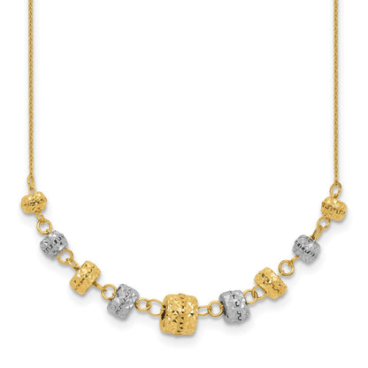14K Bicolor Diamantiert Poliert Abgestuft Barrels Halskette