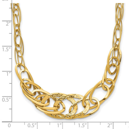 14K Gelbgold Strukturiert Fantasieglieder 18 Zoll Halskette