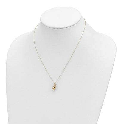 14K Gelbgold Poliert Gewölbt Tropfen 18 Zoll Halskette