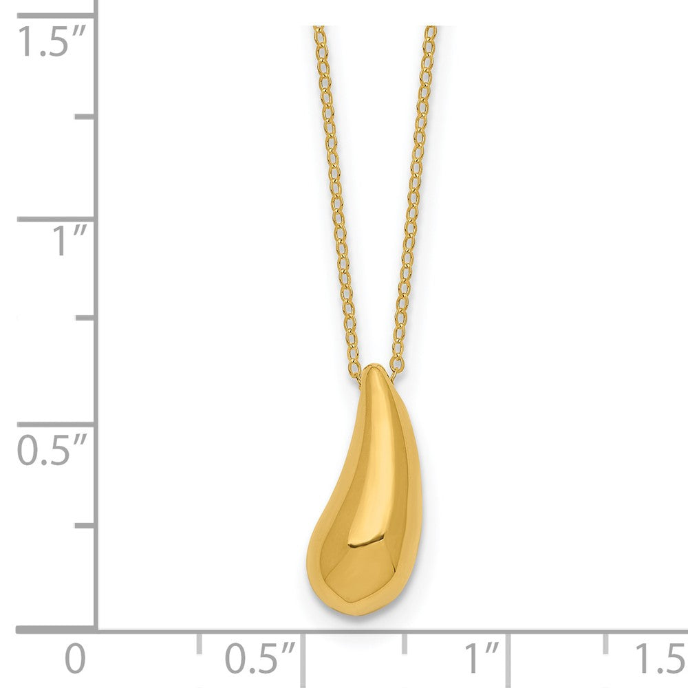 14K Gelbgold Poliert Gewölbt Tropfen 18 Zoll Halskette