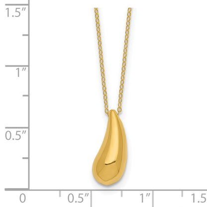 14K Gelbgold Poliert Gewölbt Tropfen 18 Zoll Halskette