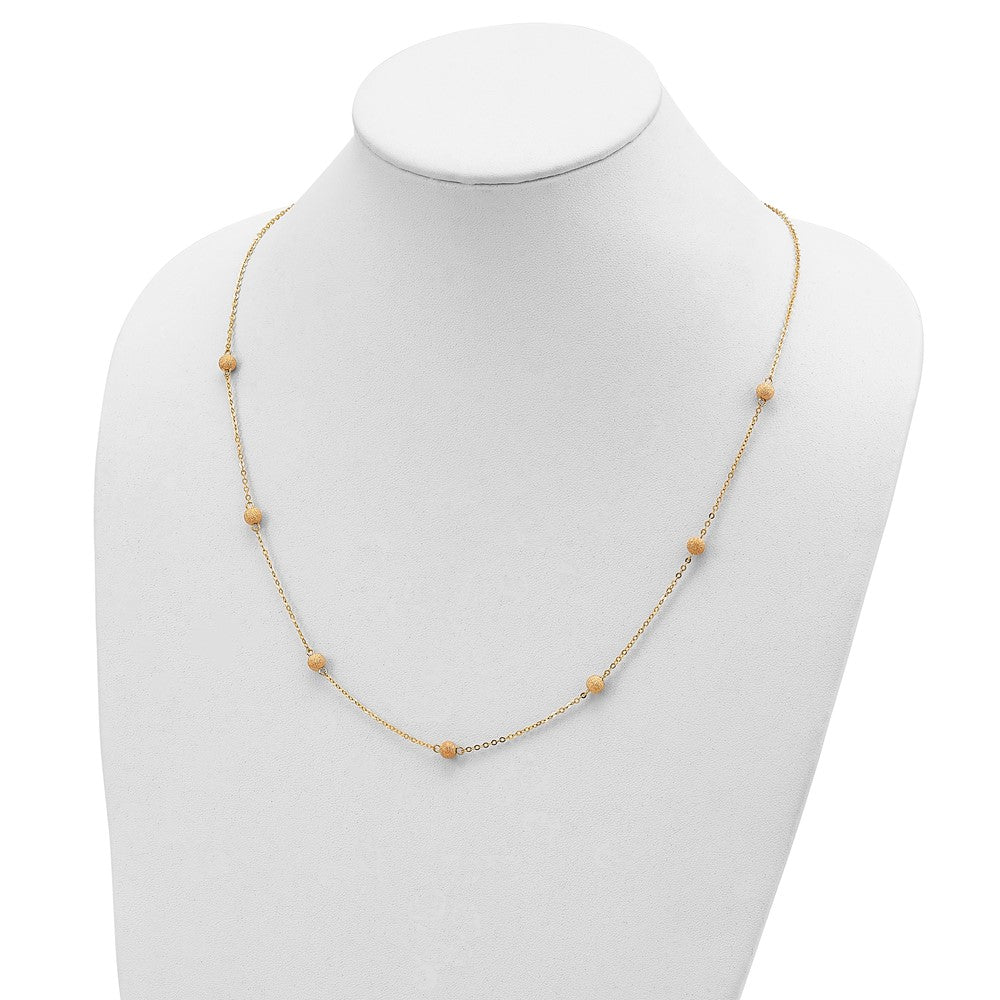 14K Gelbgold Strukturiert 7 Stations Kugel Halskette