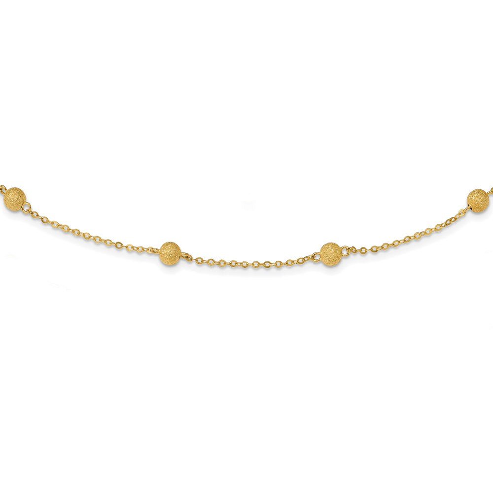 14K Gelbgold Strukturiert 7 Stations Kugel Halskette