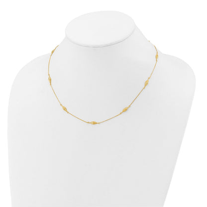 14K Gelbgold Poliert und Diamantiert Fantasie Gekugelt 18 Zoll Halskette