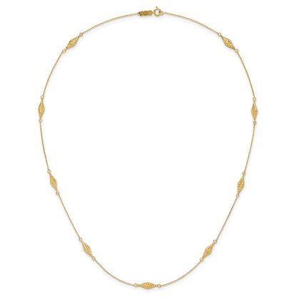 14K Gelbgold Poliert und Diamantiert Fantasie Gekugelt 18 Zoll Halskette