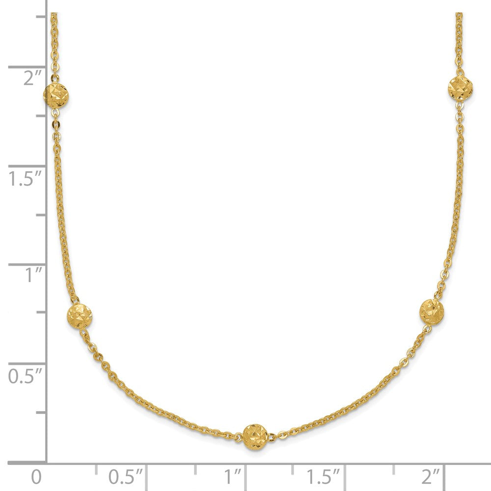 14K Gelbgold Poliert Diamantiert Winzig Gewölbt Kreise 15-station Halskette