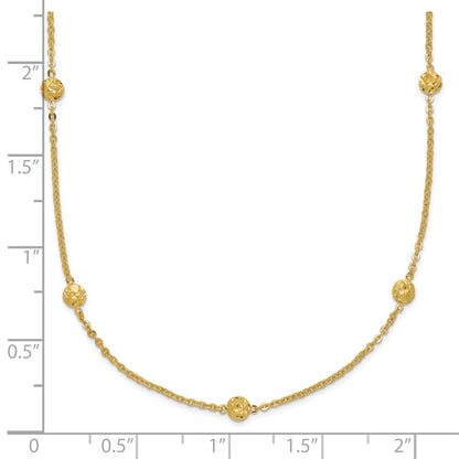 14K Gelbgold Poliert Diamantiert Winzig Gewölbt Kreise 15-station Halskette