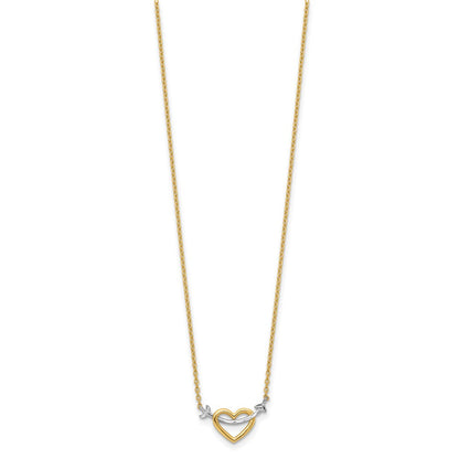 14K Gelb & Rhodium mit Rhodium Diamantiert Herz Pfeil Halskette