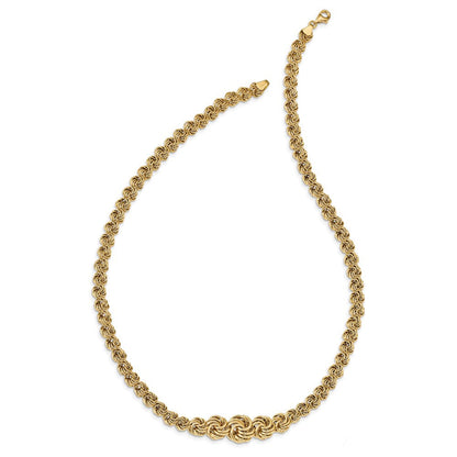 14K Gelbgold Poliert Fantasieglieder 17.5 Zoll Halskette