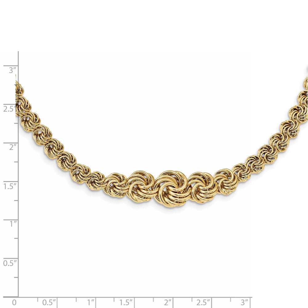 14K Gelbgold Poliert Fantasieglieder 17.5 Zoll Halskette