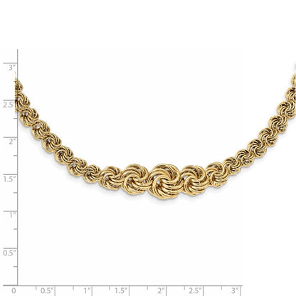 14K Gelbgold Poliert Fantasieglieder 17.5 Zoll Halskette