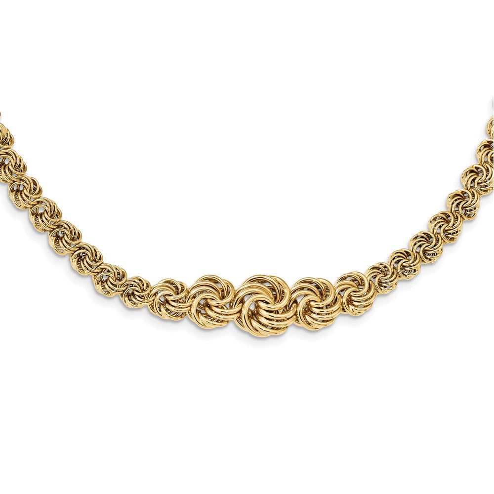 14K Gelbgold Poliert Fantasieglieder 17.5 Zoll Halskette