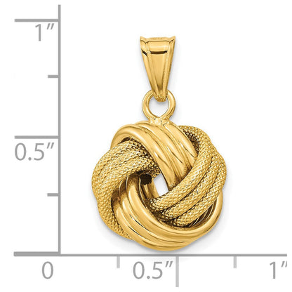 14K Gelbgold Poliert Strukturiert Liebe Knoten Anhänger