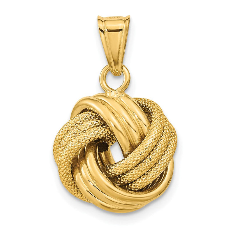 14K Gelbgold Poliert Strukturiert Liebe Knoten Anhänger