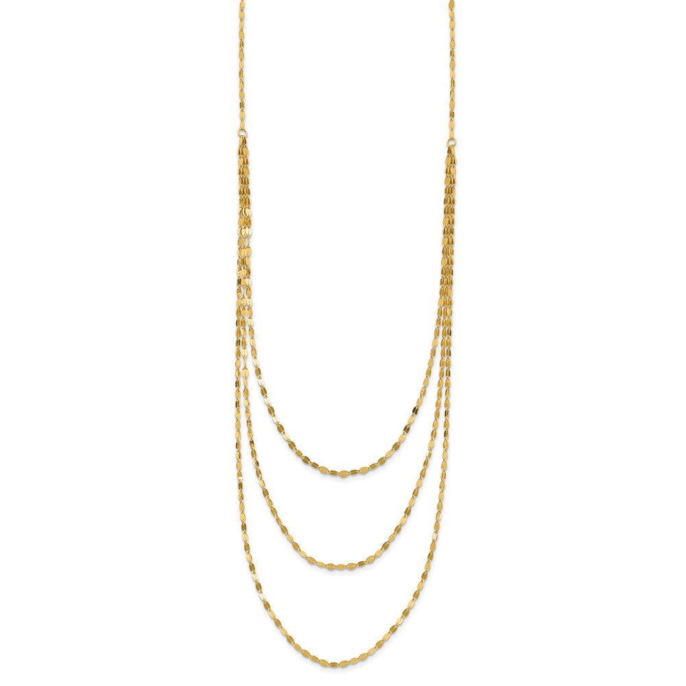 14K Gelbgold Poliert Dreifach Strang Halskette