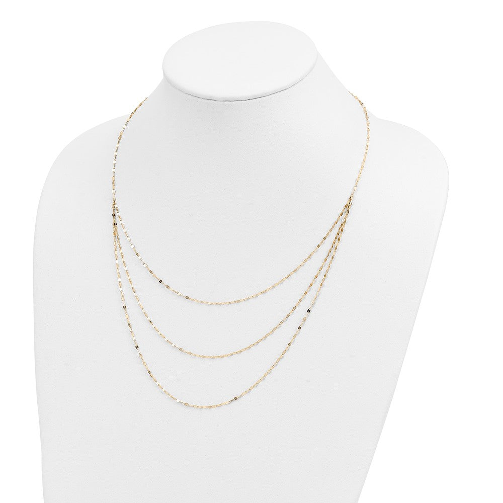14K Gelbgold Poliert Dreifach Strang Halskette