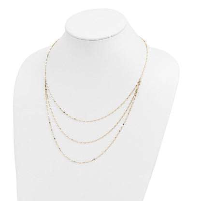 14K Gelbgold Poliert Dreifach Strang Halskette