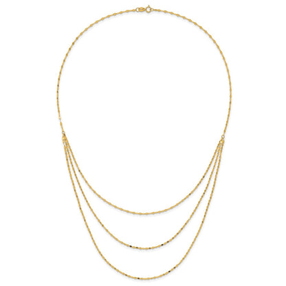 14K Gelbgold Poliert Dreifach Strang Halskette