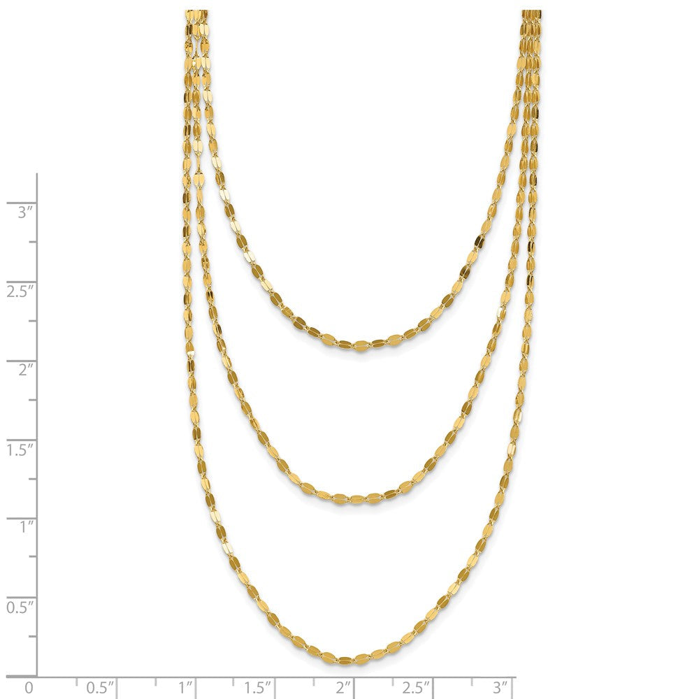 14K Gelbgold Poliert Dreifach Strang Halskette