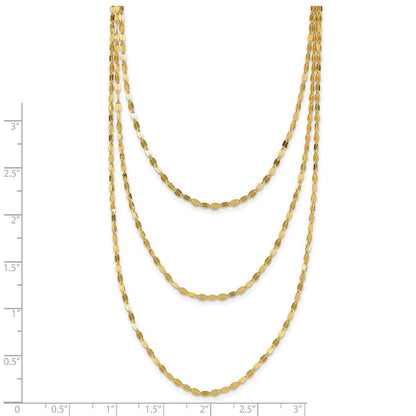 14K Gelbgold Poliert Dreifach Strang Halskette