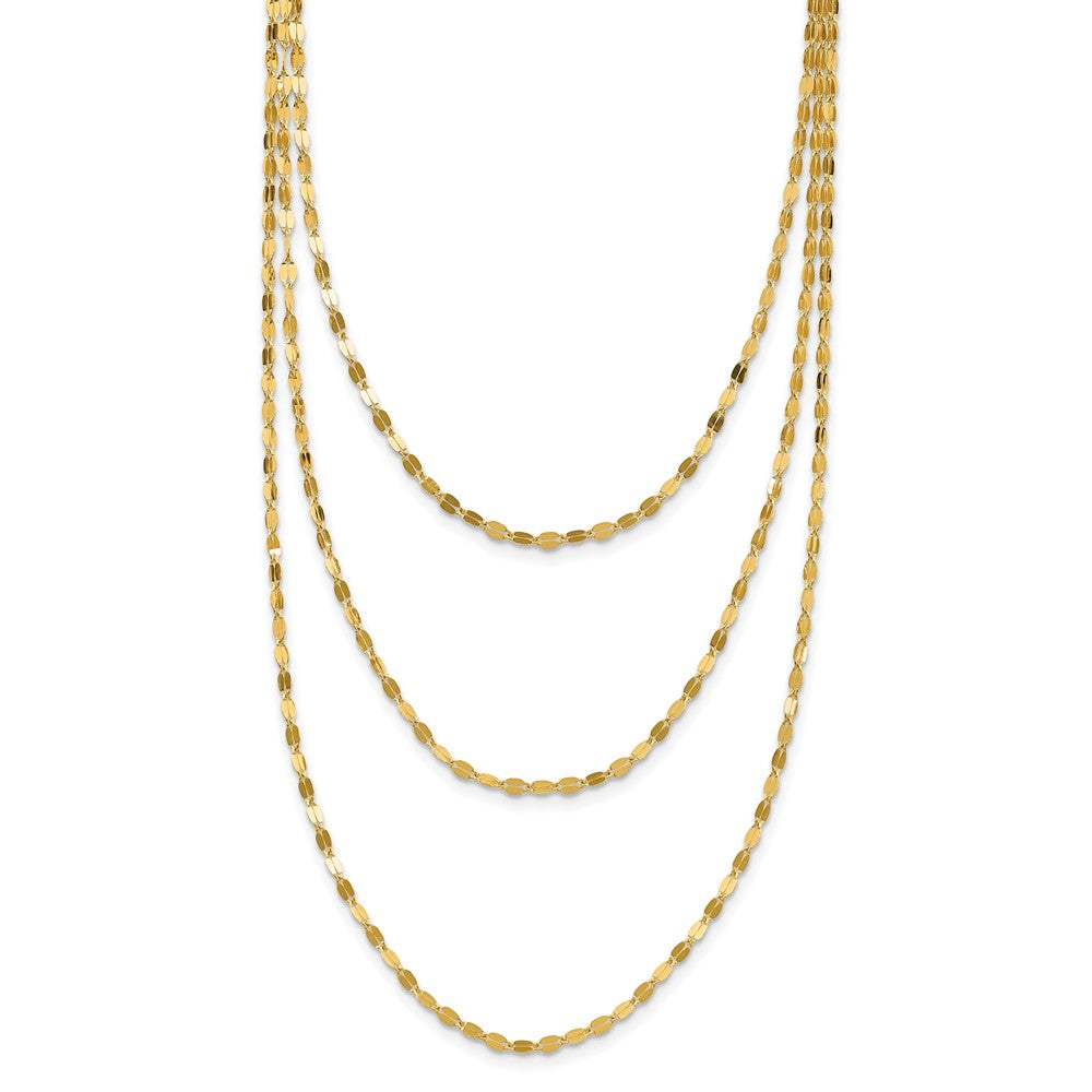 14K Gelbgold Poliert Dreifach Strang Halskette